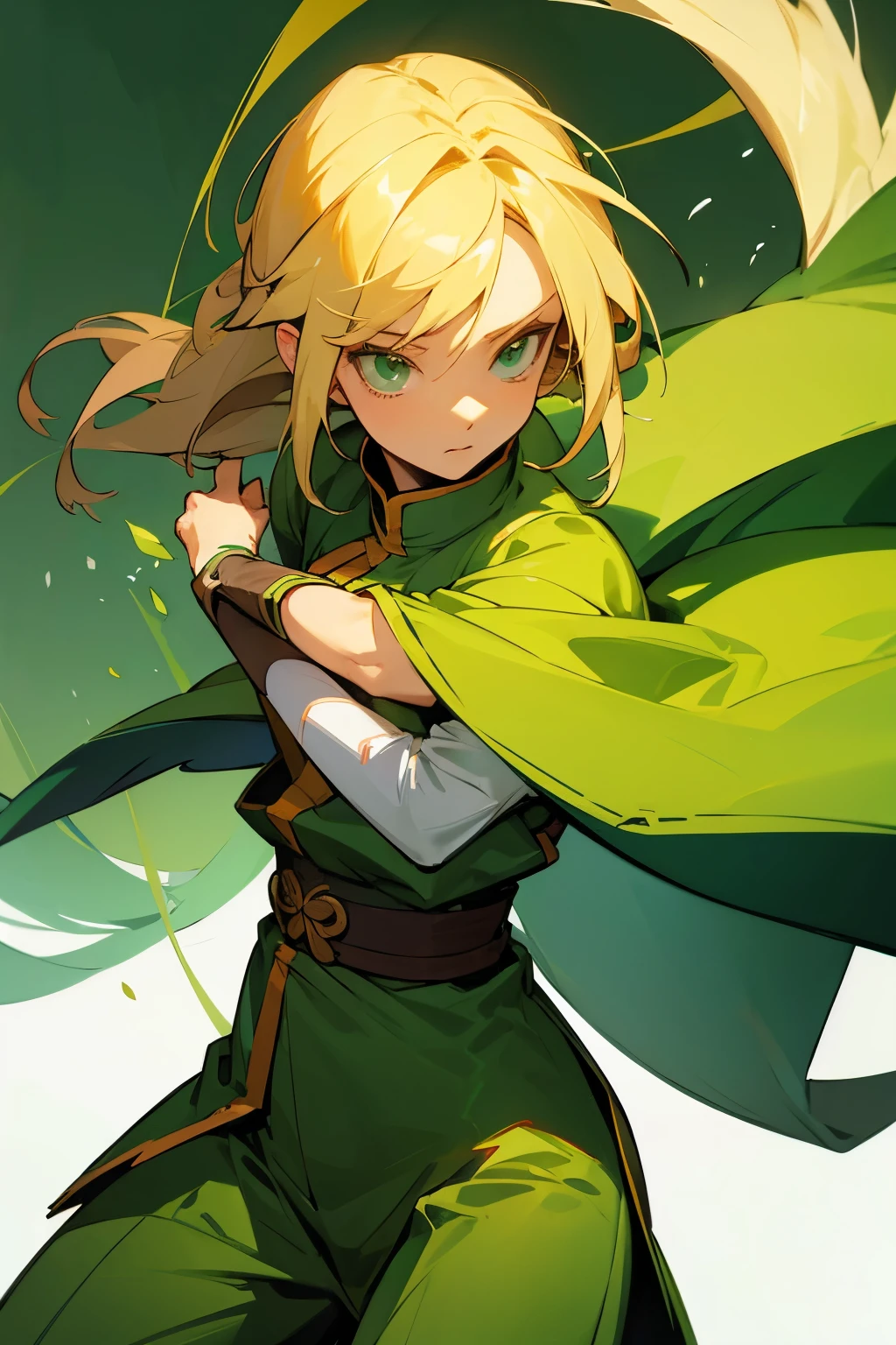 Anime Oc Avatar Legend of Aang Female Blonde Hair Green Clothes