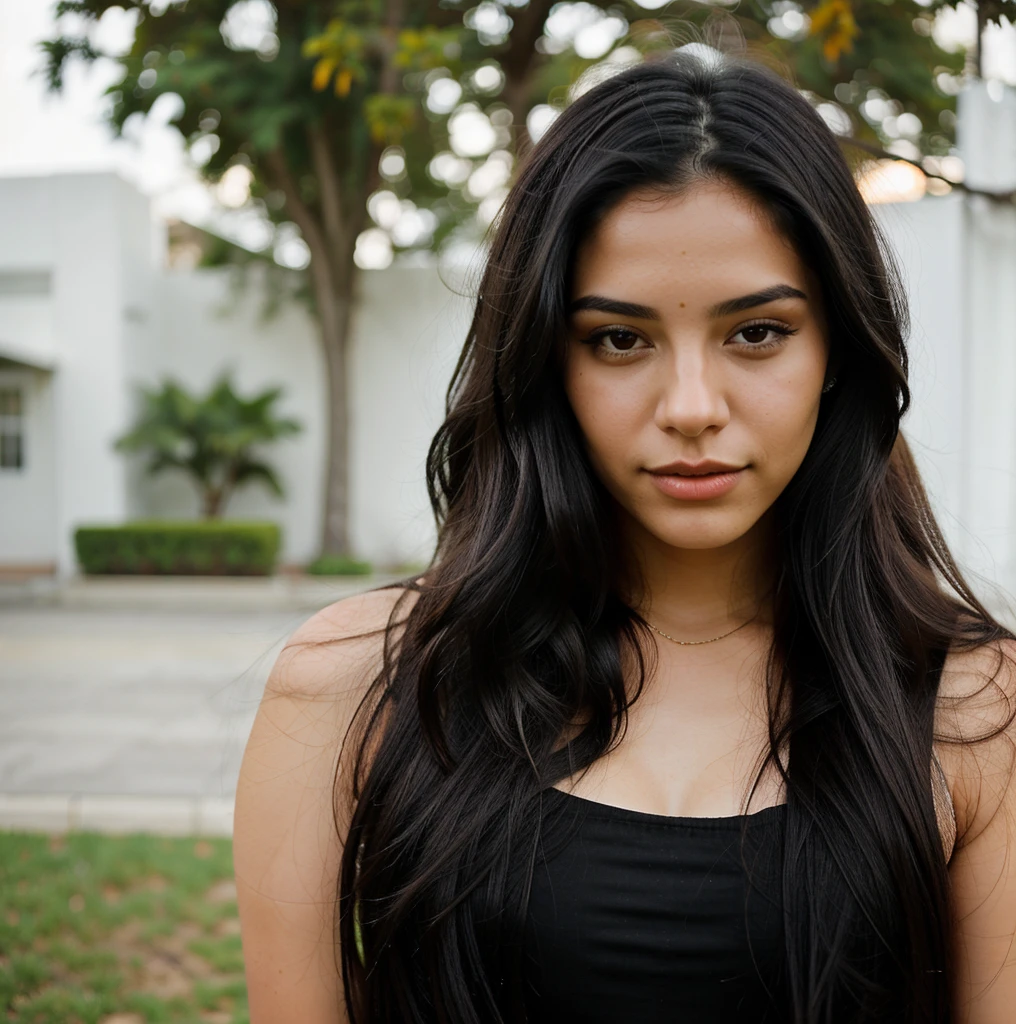 Beautiful 24 year old latina girl with long black hair.
An attractive look.
Hight realistic photography.
Her face is very sexy and attractive.