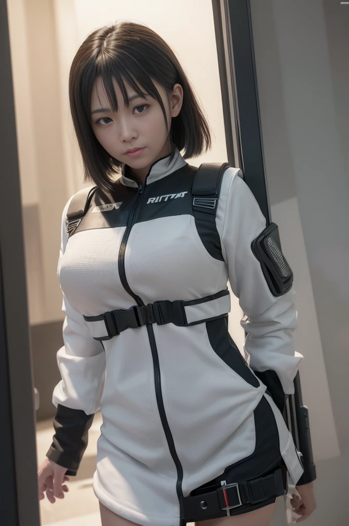 ((best qualityer)), ((Masterpiece artwork)), (high détail: 1.3), ....3d, Machine gun in hand, beautiful special forces shooting (cyberpunk:1.2), Robort, woman with thick voluminous hair in (em camouflage_'s uniform:1.1), bullet proof vest, raincoat, Digital (cloathing: 1.3), HDR (high dynamic range), ray tracing, nvidia RTX, ultra-highresolution, Unreal 5, sub-surface Scattering, PBR Texturing, Post-processing, anisotropic filtering, Depth of field, Maximum clarity and sharpness, Multilayer textures, Albedo and reflection maps, surface shading, accurate simulation of the interaction of light and material, ideal proportions, octane rendering, two-color lighting, Wide aperture, Low ISO, White balance, rule of thirds, 8K BRUT, effective subpixel, subpixel convolution,