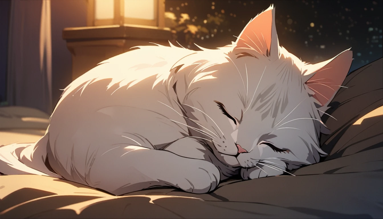 Cat is sleeping,masterpiece,Highest quality,Detailed details,night