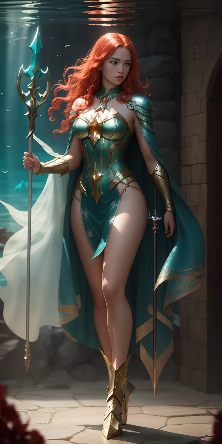 (masterpiece), floating water, long dress covering legs, water drops, magic, magical woman, witch no hat, lake in the nature, dynamic pose of water bending, nature, redhaired, ginger, freckles, female elementalist water magic, water bending, water, magic, sorceress, very detailed face, incredibly detailed face, detailed skin, dynamic, highly detailed, character sheets, artstation, concept art, smooth, sharp focus, illustrations, artwork by Frank Frazetta, Artgerm, Carne Griffiths and Wadim Kashin, beautiful and stunning full body, fantastic Super detailed full body, figure with glow, fantasy light armor showing legs, high heels showing full feet, perfectly detailed oval human face, red hair, intricate hazel glowing eyes, wavy hair, light armor, 32k resolution Greg Rutkowski Rate concept art, Artgerm , WLOP, Alphonse Mucha Dynamic Lighting Ultra Detailed Complex Splatter Art Trends Artstation Ternary Unreal Engine 5 Volumetric Lighting VHS, powerful woman, pale skin
