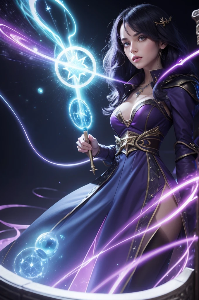I want a version of the character Astoria Caster releasing a spell called mystical blast
