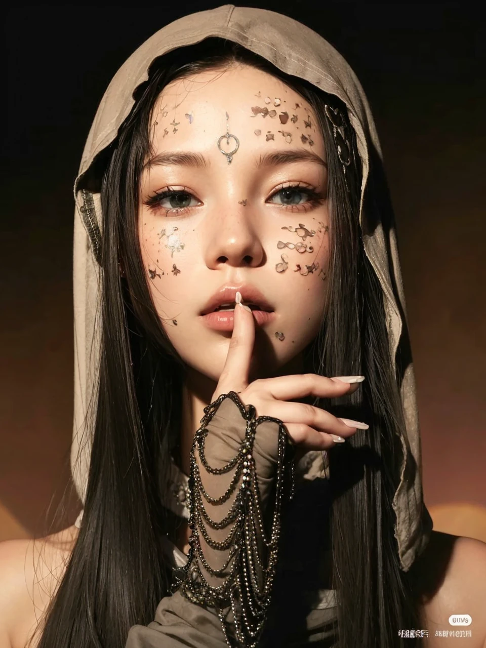 1 girl,beautiful,magic style,Best Quality,Masterpiece,(rainbow-candy:0.8),(Half body:1.3),ocean,cold tone,low saturation,