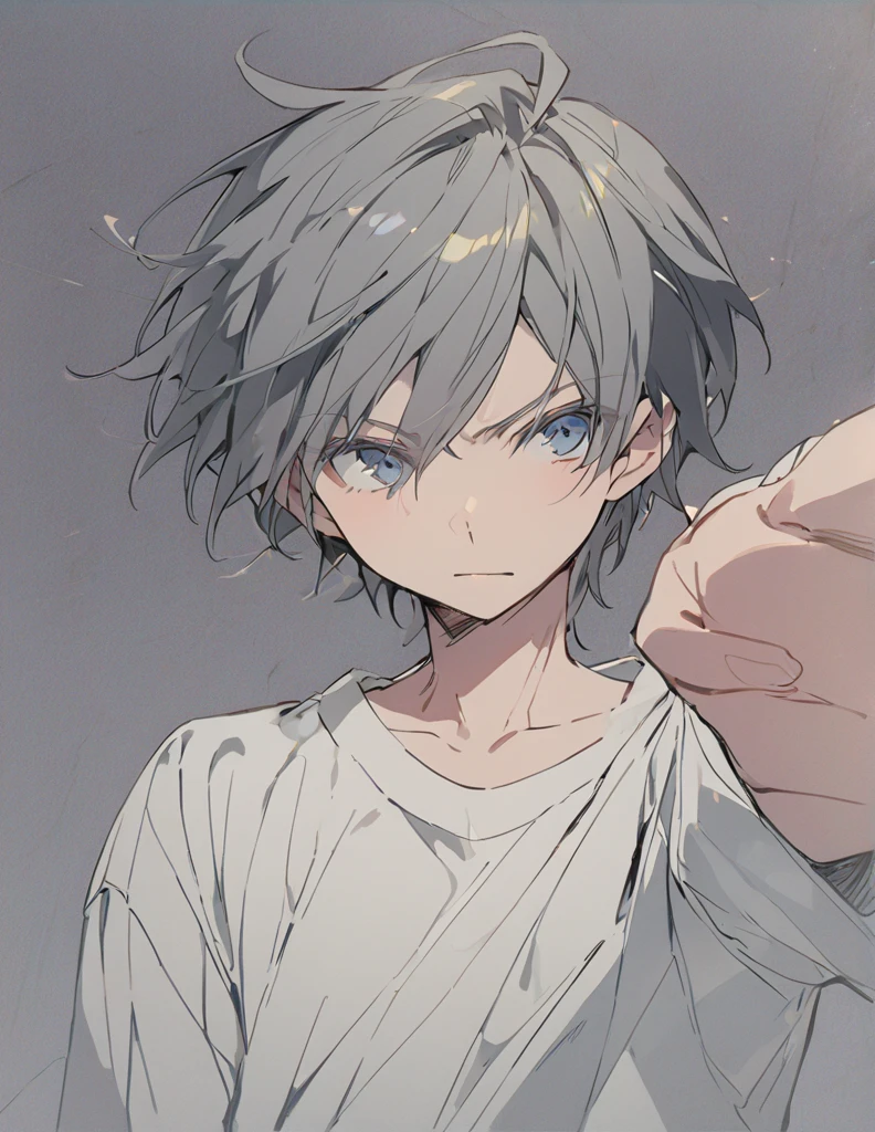 Middle school boy　Grey Hair　驚く