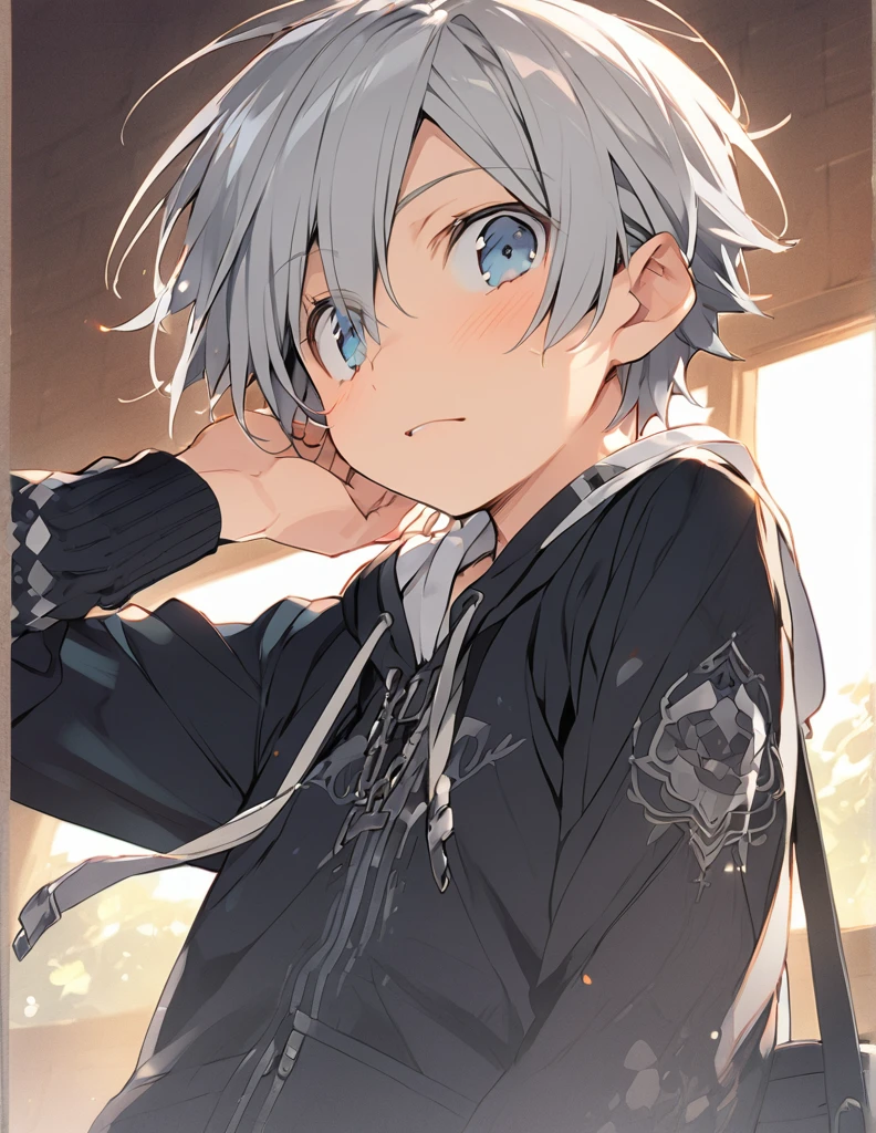 Middle school boy　Grey Hair　驚く