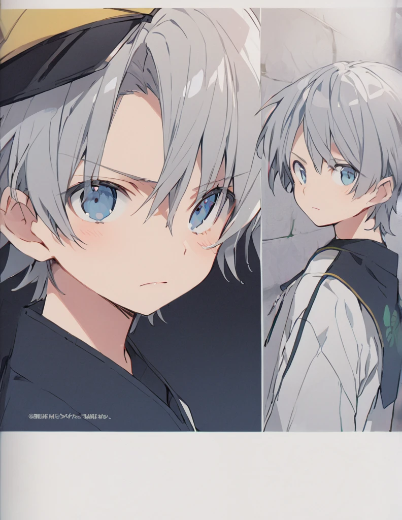 Middle school boy Grey Hair 驚く