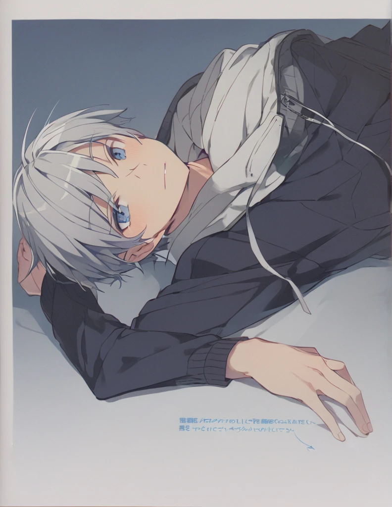 Middle school boy　Grey Hair　驚く