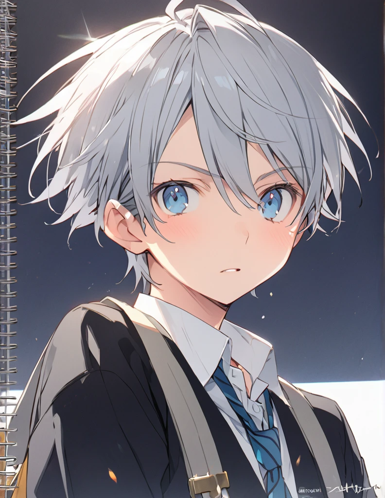 Middle school boy Grey Hair 驚く