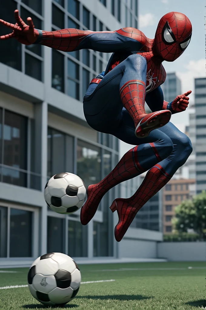 Spiderman playing soccer animation