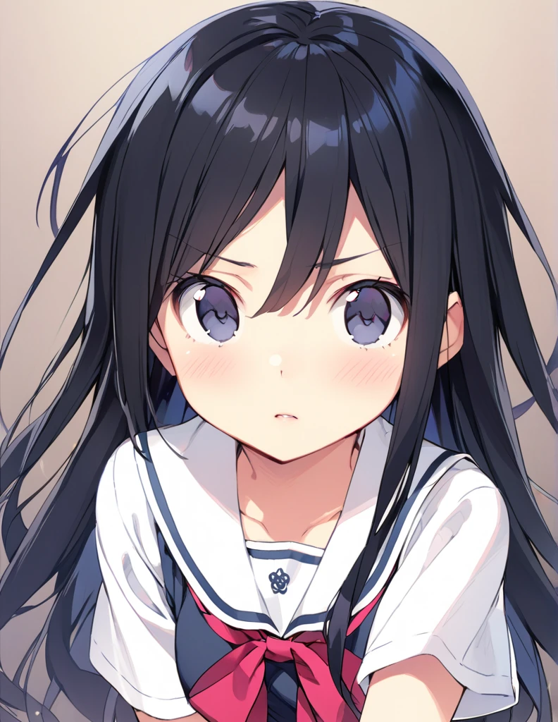 A middle school girl with long black hair
