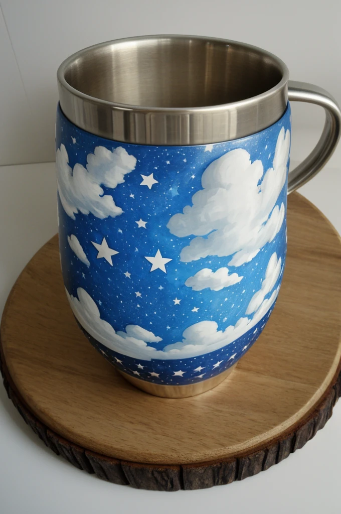 Soccer cup with engraving of clouds and stars