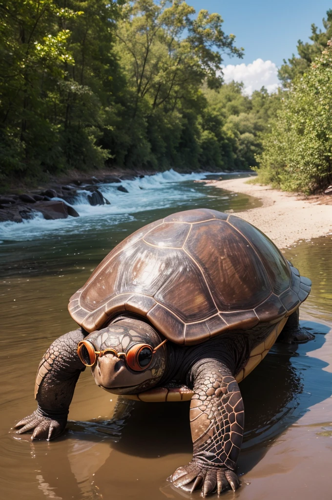 A turtle with chocolate-colored glasses