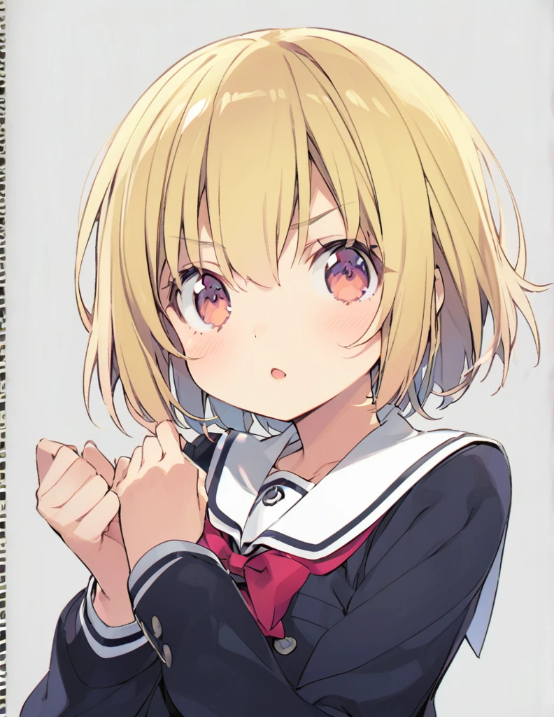 Blonde short hair Junior high school girl 怒る