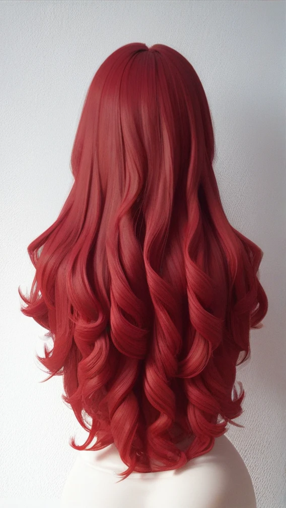 Beautiful body, curvy body, abdomen, beautiful stuff, beautiful hair, perfect hair, scarlet red hair, HD quality, 4K quality, digital art 