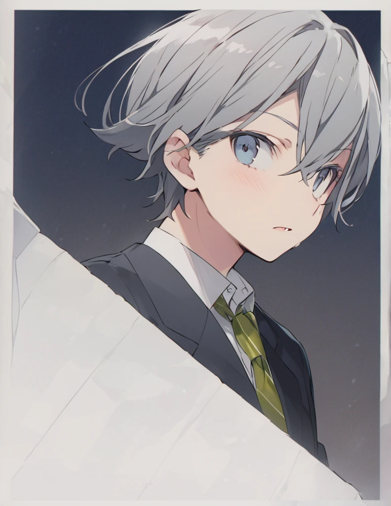 boy Grey middle hair