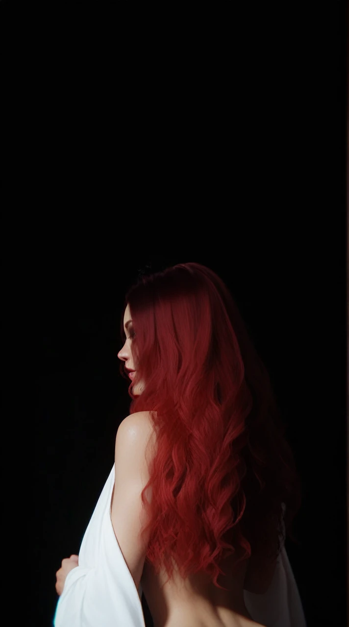 Beautiful body, curvy body, abdomen, beautiful stuff, beautiful hair, perfect hair, scarlet red hair, HD quality, 4K quality, digital art