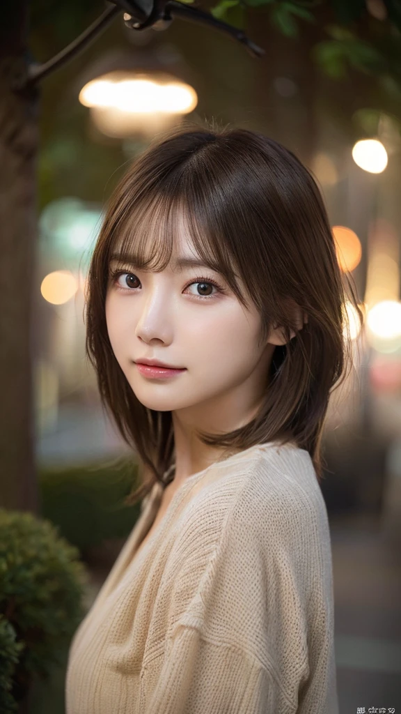 (highest quality,masterpiece:1.3,超A high resolution,),(Very detailed,Caustics),(Photorealistic:1.4,RAW shooting,)Ultra-Realistic Capture,Very detailed,High resolution 16K suitable for human skin、 Natural skin texture、、Skin tone is even and healthy looking、 Use natural light and color,One Woman,Japanese,,cute,brown hair,Middle Hair,(Written boundary depth、chromatic aberration、、Wide range of lighting、Natural Shading、)、(outdoor lights at night:1.4)、(Hair swaying in the wind:1)、short hair、Outward flicked edge