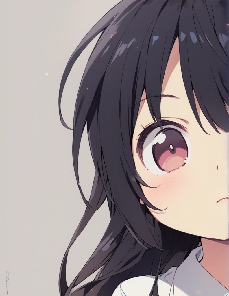 A  girl with long black hair 笑う