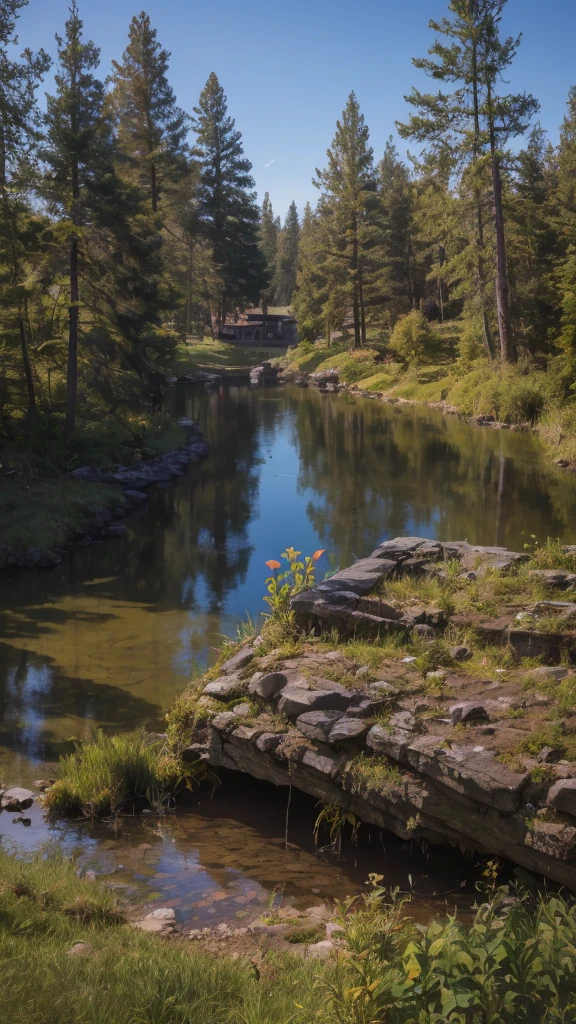 a detailed abandoned house by a lake, serene lake, (8k wallpaper of an extremely detailed CG environment), most beautiful artwork in the world, majestic professional oil painting, intricate, high detail, sharp focus, dramatic photorealistic painting art