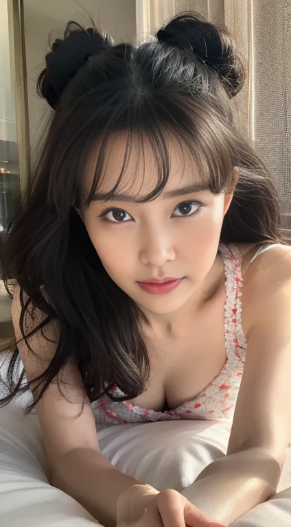 ((Highest quality, 8K, masterpiece: 1.3)), beauty, 1 Girl, big: 1.3, Slim Abs: 1.1, Dark brown hair, (Lying in bed, Raise and open legs: 1.2), Ultra detailed face, Highly detailed lips, Fine grain, double eyelid, Goodreads, Wet, Sweat, Orgasm Face, strip, On all fours