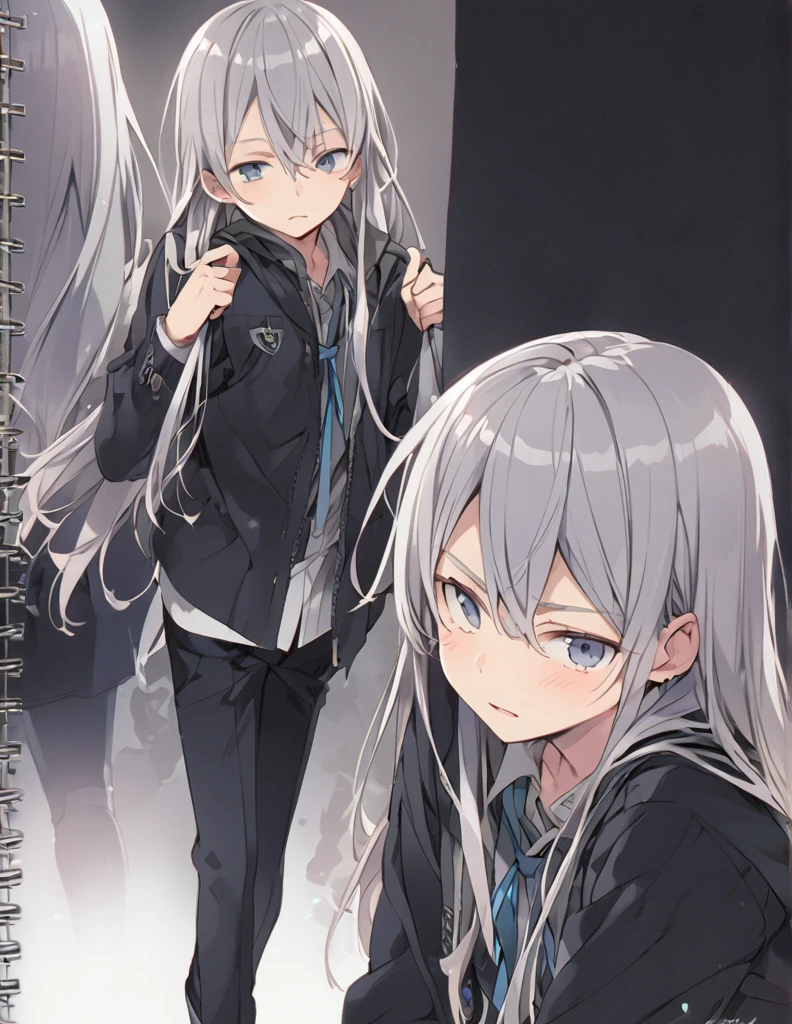 Middle school boy Grey Long Hair