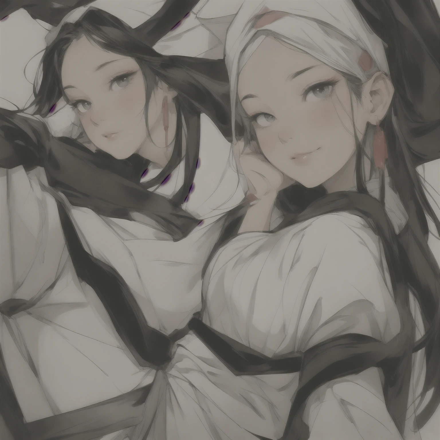 masterpiece, Highest quality, One girl, whitish eyes,center parted hair、forehead,sholder length hair、medium hair、white hair、T-Shirts,(crop top navel:0.8)、gentle smile、Very sexy、upper body,from front,