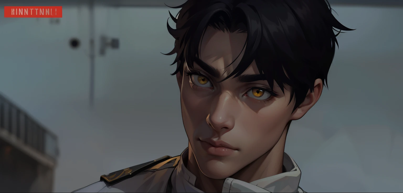 18 year old man, white hair, yellow eyes, he speaks with defiance, he is defiant, somewhat intimidating.