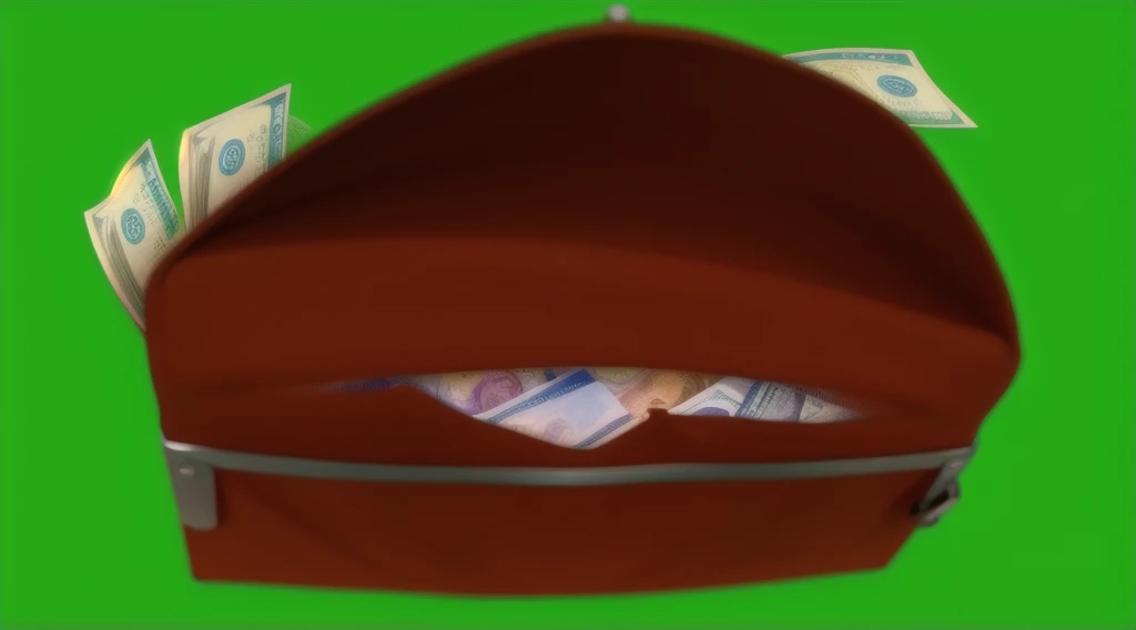 briefcase full of money, torn cloth