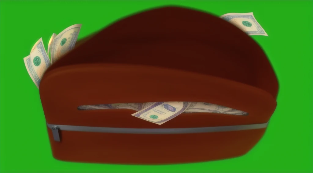briefcase full of money, torn cloth