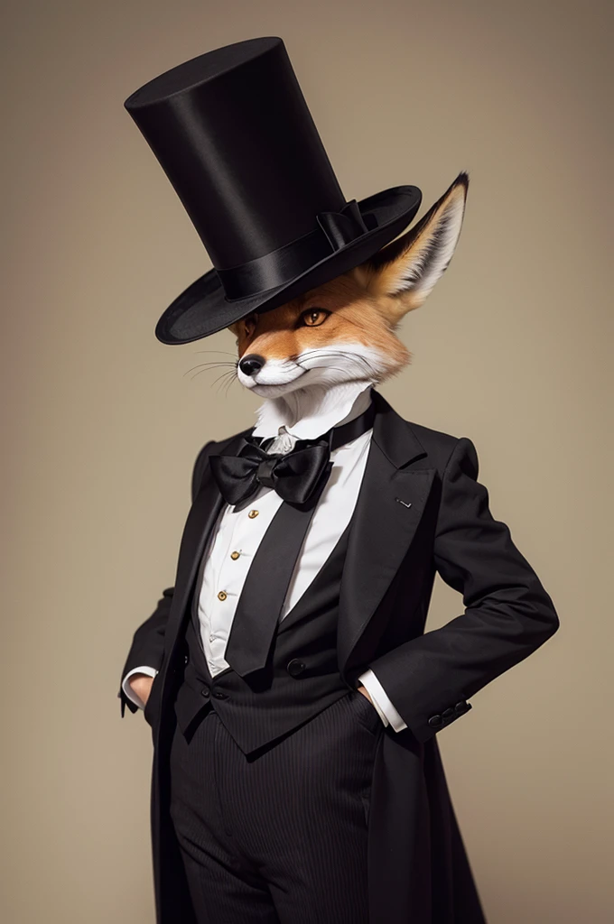 Fox in top hat standing