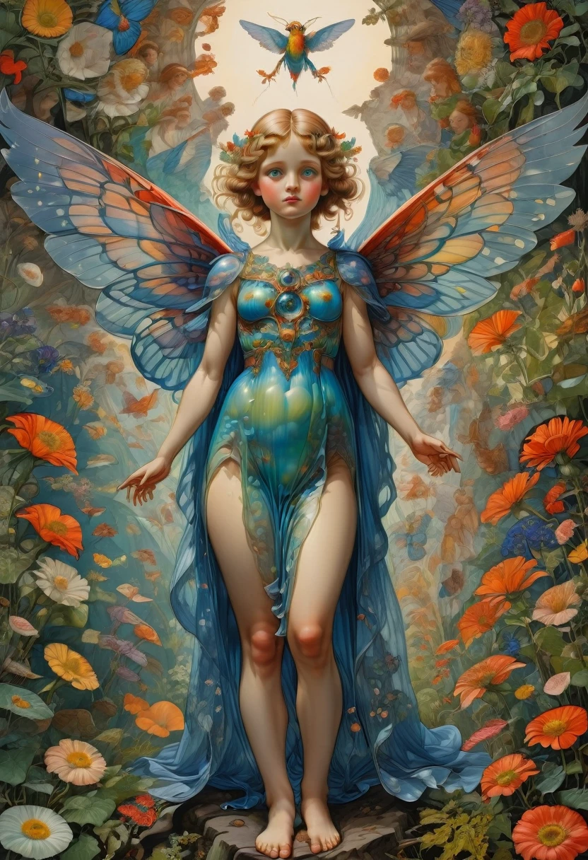 surreal landscape ,  a butterfly woman