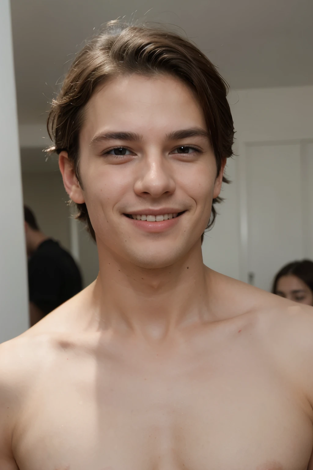 young male model smiling in the camera. looking alike German actor nevio Wendt