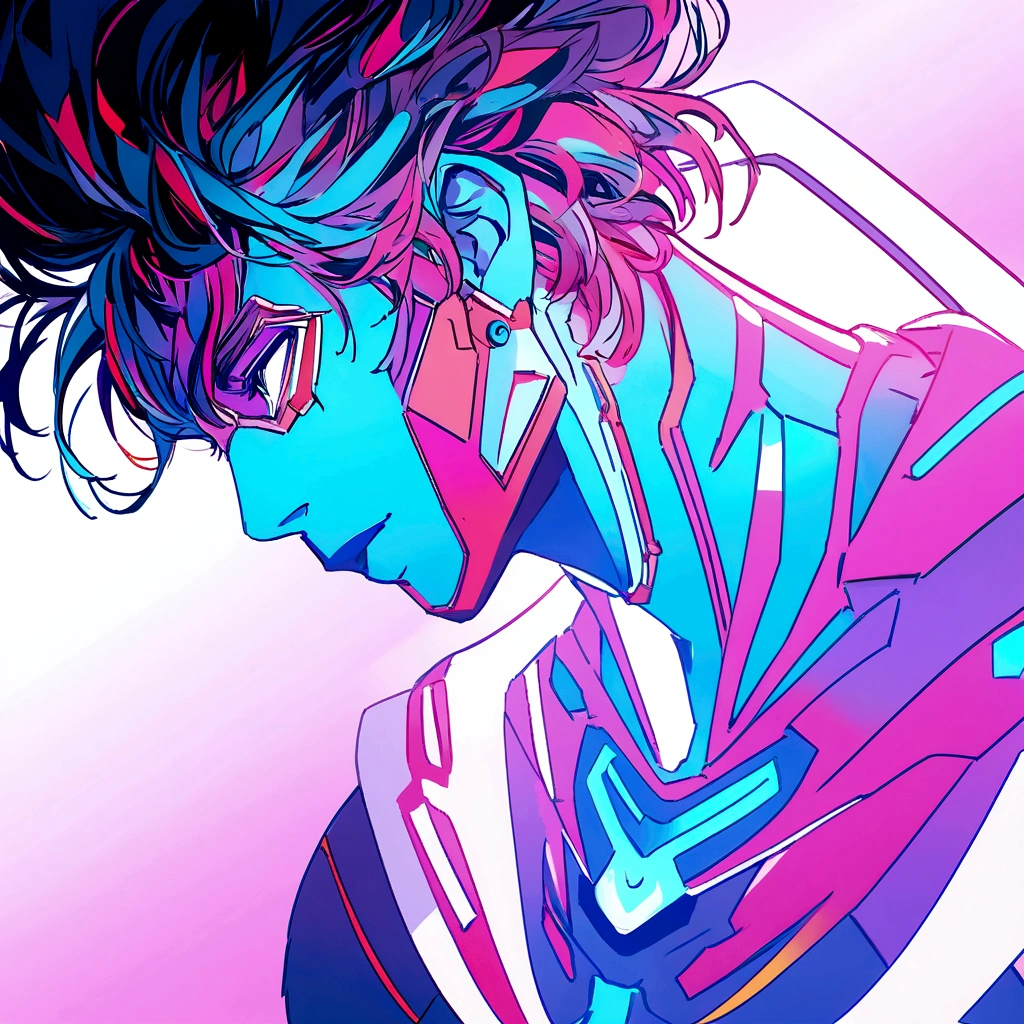 Generate an image similar to Disney's Tron, but with the light only with the color white, a futuristic image that represents technology, that has a male character, I want a clean and minimalist image, and that is not anime, that is more realistic like a movie