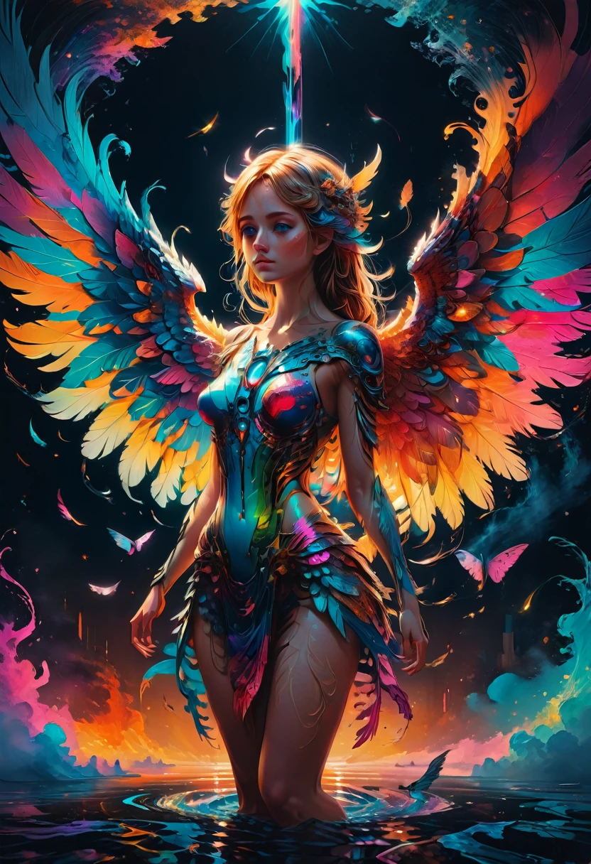 angel, wings, full body, by Alena Aenami, best quality, masterpiece, very aesthetic, perfect composition, intricate details, ultra-detailed, vibrant colors