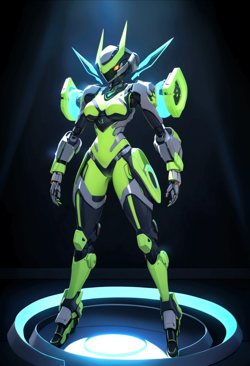 cyborgs, (blind box toy style:1.2), (Full body shot) , 1 transparent girl,Transparent Mecha, Exquisite helmet:1.2, Phosphorescent goggles:1.2, Cyberpunk, Dreamy glow, bright neon lights, clean, White background, (Global Illumination, Ray traching, nffsw, Unreal Render,Reasonable design, high detal, masutepiece, Best Quality, hyper HD, Cinematic lighting). Green body