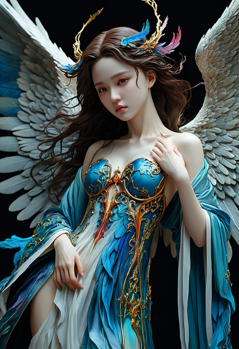 angel, wings, full body, by zhang daqian and Gu_An and Lü_Ji and Zhang Jingna and wenjun lin, best quality, masterpiece, very aesthetic, perfect composition, intricate details, ultra-detailed, vibrant colors