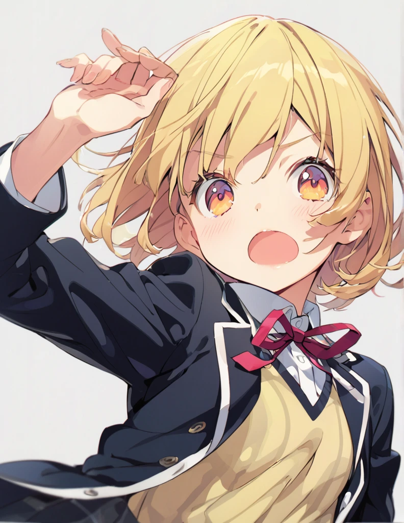 Blonde short hair Junior High school student