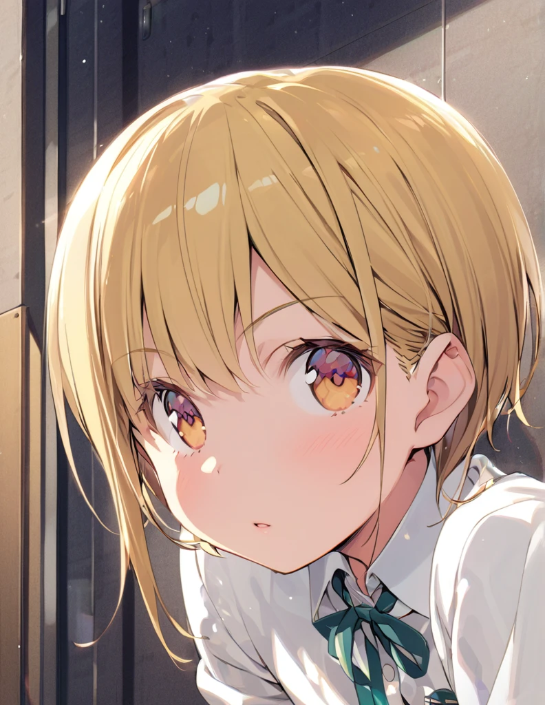 Blonde short hair Junior High school student