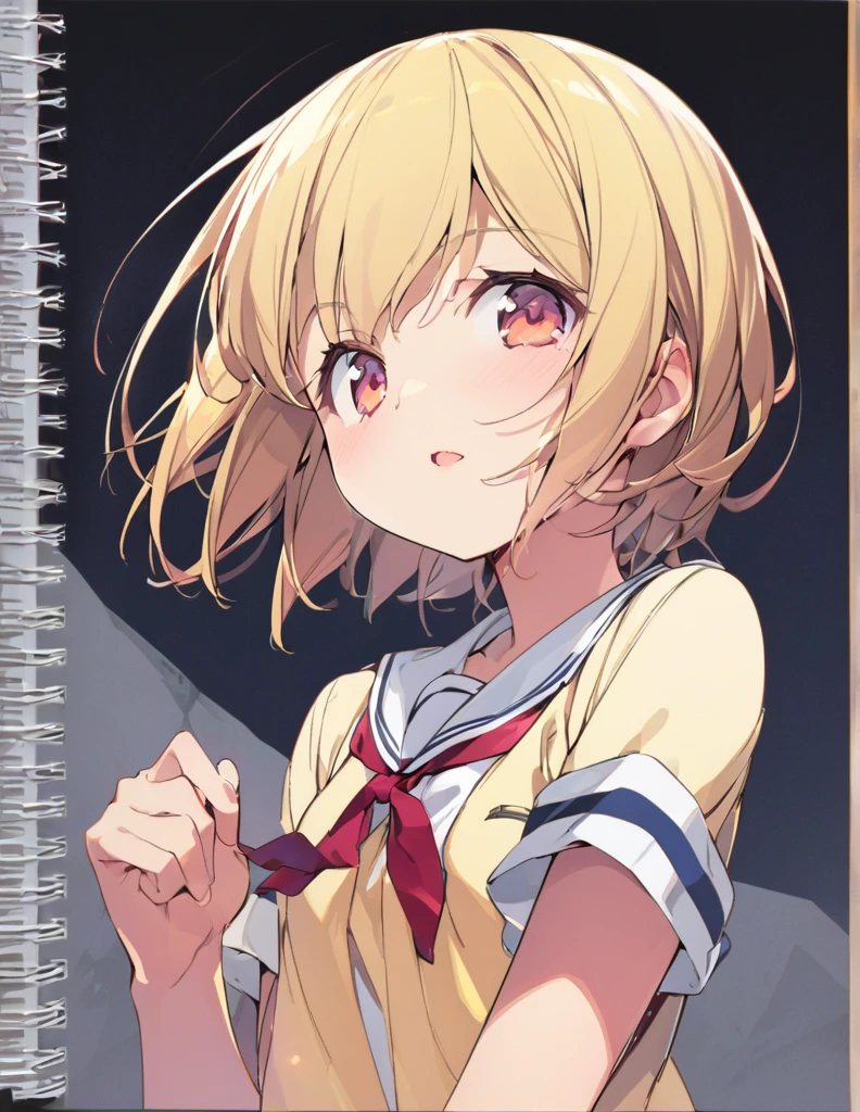 Blonde short hair high school girl 巨乳