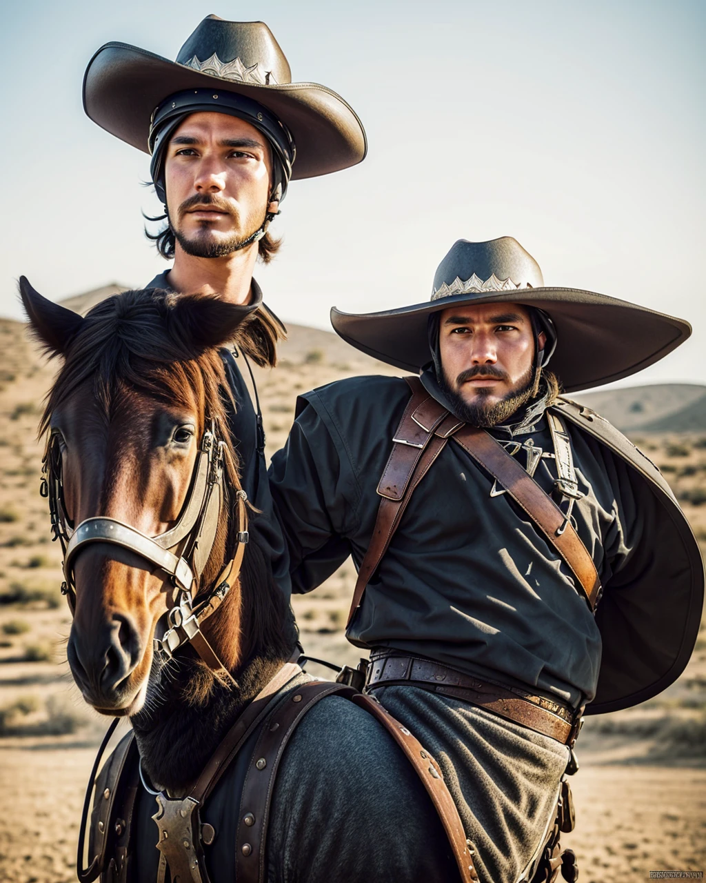 Make me a Midivil knight with an AK-47 and have me wearing a Cowboy hat helmet