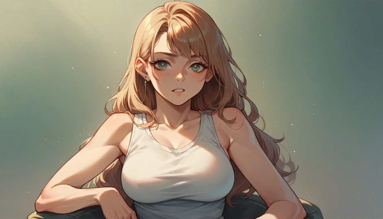 Woman wearing string tank top