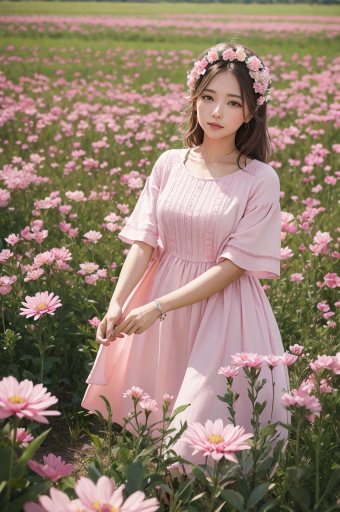 Pink flowers No field