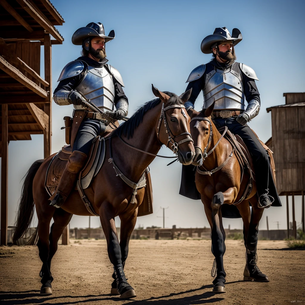 Make me a Midivil knight with an AK-47 and have me wearing a Cowboy hat helmet 