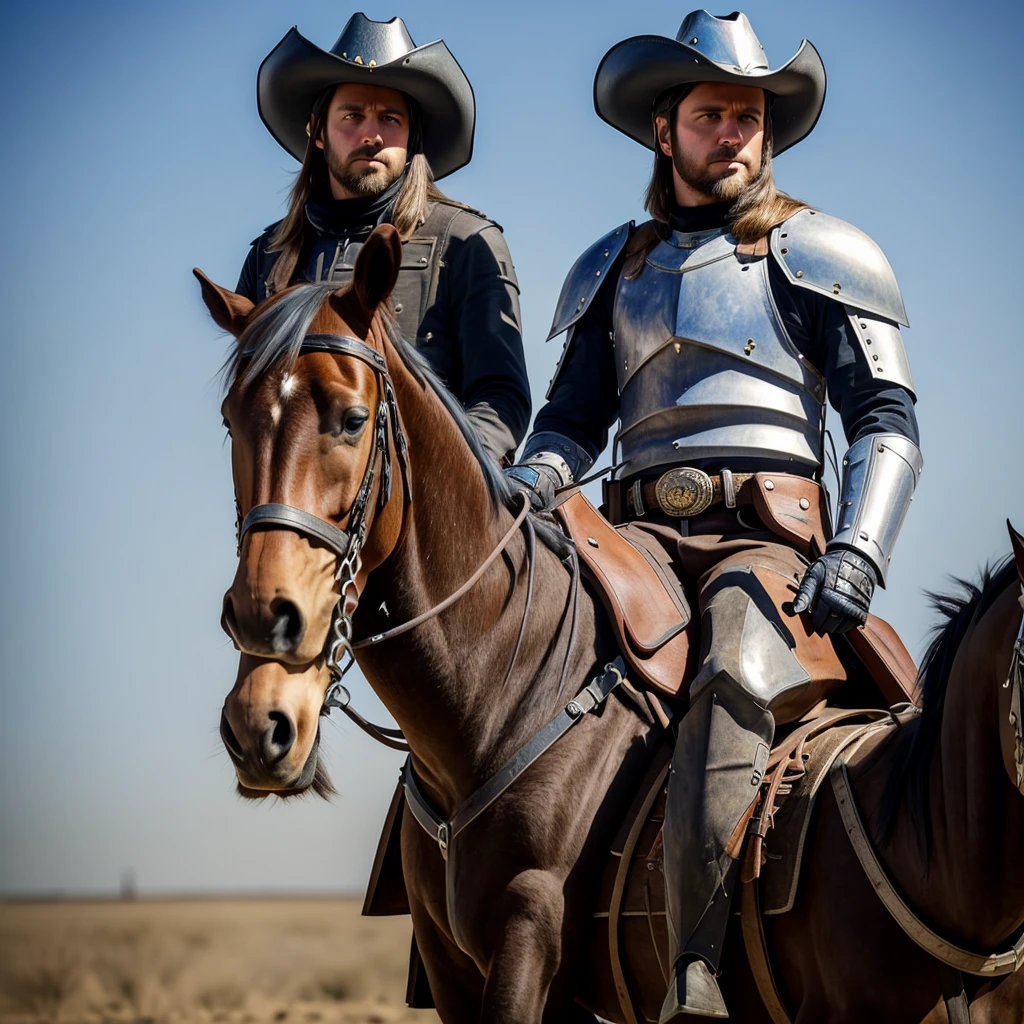 Make me a Midivil knight with an AK-47 and have me wearing a Cowboy hat helmet