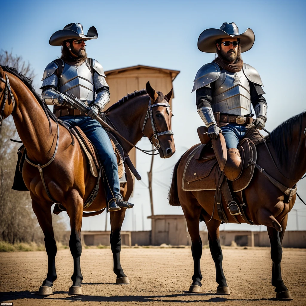 Make me a Midivil knight with an AK-47 and have me wearing a Cowboy hat helmet