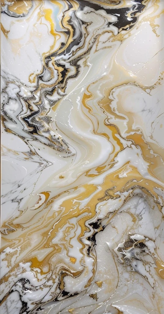 a close up of a marble slab with a yellow and white design, heavenly marble, stone marble, organic acrylic flow art, liquid marble fluid painting, fluid acrylic pour art, abstract liquid acrylic art, marbled, colored marble, marble, white calacatta gold marble, ultrafine detailed painting, marble skin, paint pour smoke, ivory and black marble