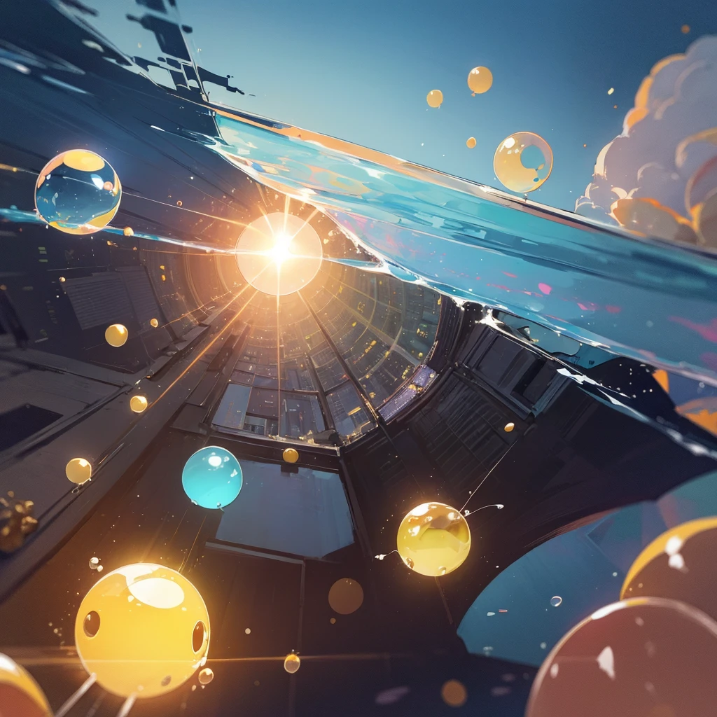 ((City)) (underwater) (floating bubbles) (night) ((light shining in)) (Fantastic)