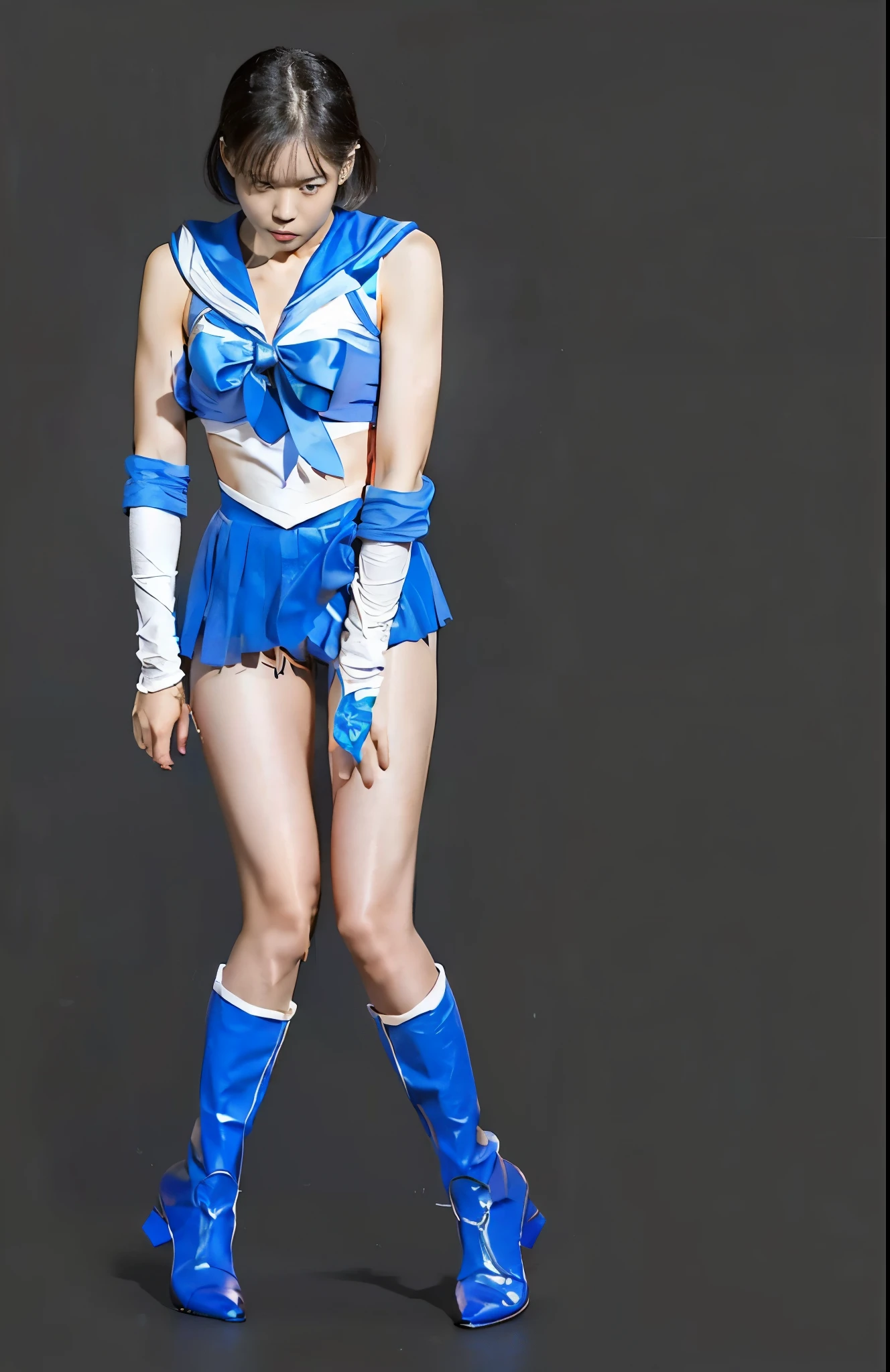 (((Hang yourself)))、(((Weaknesses)))、(((deceased)))、(((defeat)))、(((Anguished expression)))、(((close your eyeake the most of your original images)))、(((Bishoujo Warrior Costume)))、(((Be sure to wear a Sailor Moon costume)))、(((short hair)))、(((suffering)))、(((Feet must necessarily be worn with tights)))、(((You need to wear blue boots)))、((Best image quality、8K))、((Highest quality、8K、masterpiece:1.3))、(((Keep your background simple)))、Beautiful woman with perfect figure:1.4、Slim Abs:1.2、Highly detailed face and skin texture、Don't let the background shine