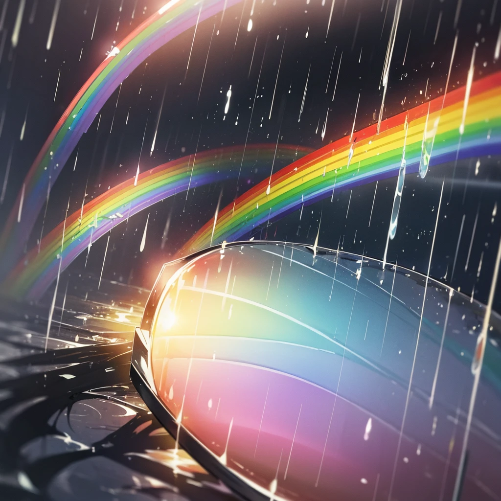 (rain) (Scenery seen through the glass) (rainbow) ((Mysterious))