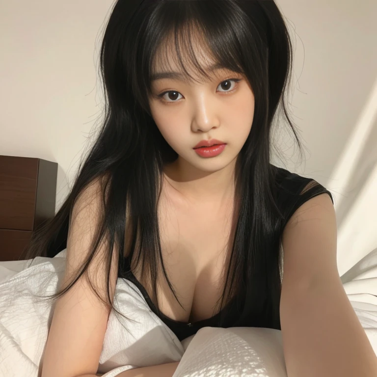 a close-up of a woman lying on a bed with a white sheet, korean girl, Beautiful young Korean woman, beautiful south korean woman, beautiful Asian girl, ulzzang, Beautiful young Korean woman, young and adorable korean face, Young cute pale asian face, Asian girl, jinyoung shin, young Asian girl, pale korean adorable face, Southeast Asian with round face